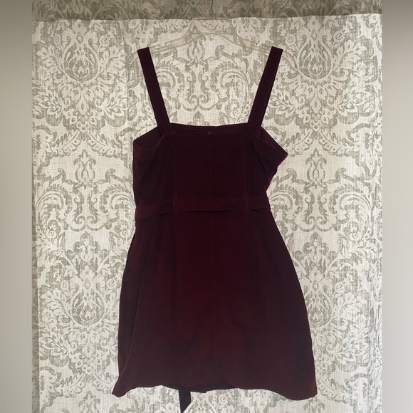 Abercrombie & Fitch Corduroy Button Front Holiday Boho Overall Mini Dress Red L - Picture 8 of 10